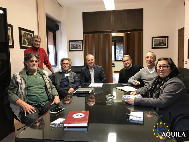 Miembros de GREFA, ISPRA, FoResTas y Gobierno de Cerdeña durante la reunión sobre AQUILA a-LIFE celebrada en Cagliari (Cerdeña) el pasado 14 de febrero.