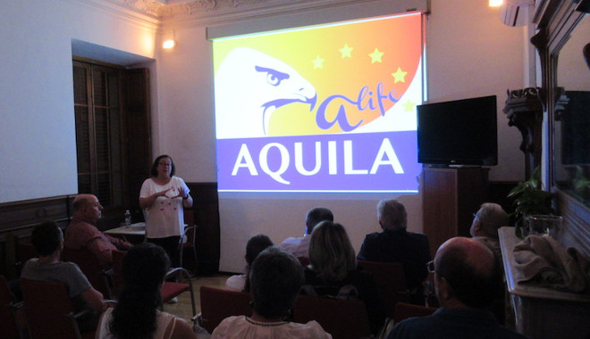 Momento de la presentación del nuevo proyecto AQUILA a-LIFE durante la charla celebrada en Sóller.